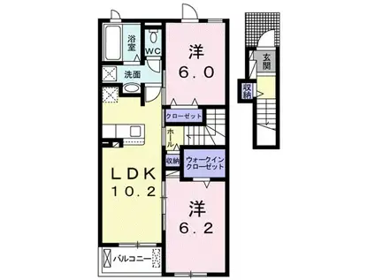 カーサ・アストレアA(2LDK/2階)の間取り写真