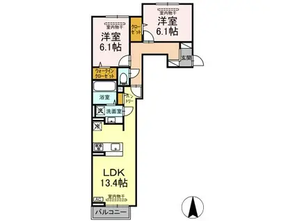 ウィステリア(2LDK/2階)の間取り写真