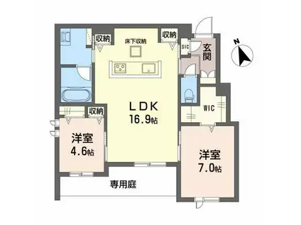 フィーノ(2LDK/1階)の間取り写真