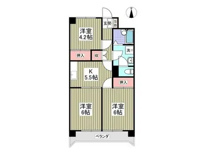 ハイツ荒川(3K/3階)の間取り写真