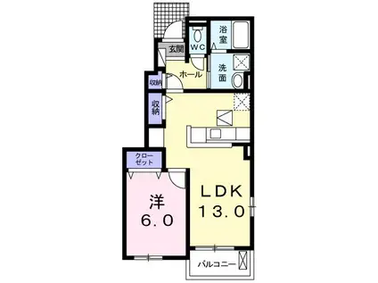 エミネンス B(1LDK/1階)の間取り写真