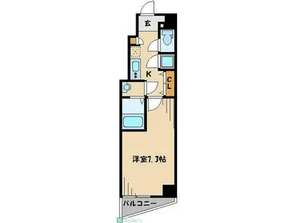スパシエ カステロ 新都心(1K/5階)の間取り写真