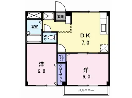 シティハイツ立石(2DK/2階)の間取り写真