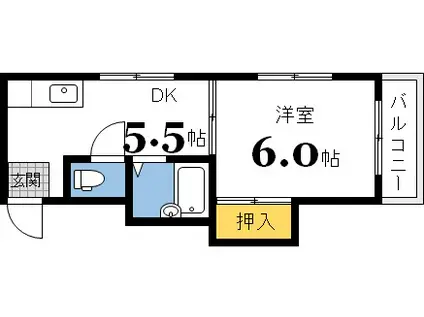 第3ナカムラビル(1DK/3階)の間取り写真