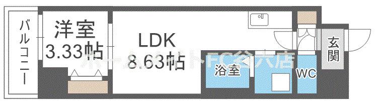 アーバンパーク新大阪(1LDK/9階)の間取り写真
