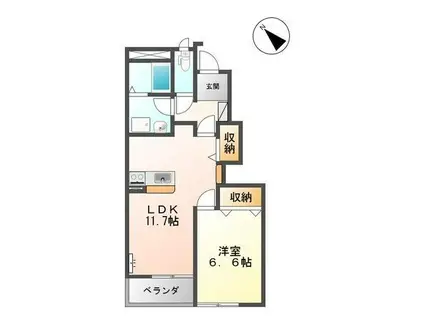 ナチュラルカラー(1LDK/1階)の間取り写真