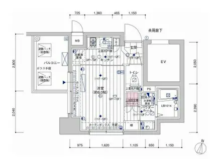 メインステージ南品川(1K/6階)の間取り写真