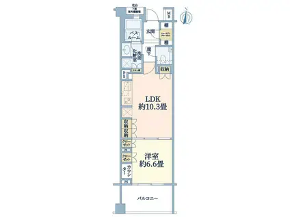 アトラス野毛山(1LDK/2階)の間取り写真
