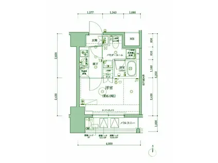 リルシア品川西大井(1K/10階)の間取り写真