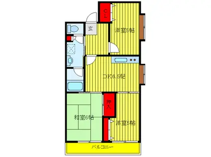 メゾン高木(3LDK/2階)の間取り写真