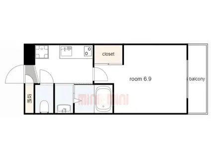 LUXE塚口(1K/6階)の間取り写真