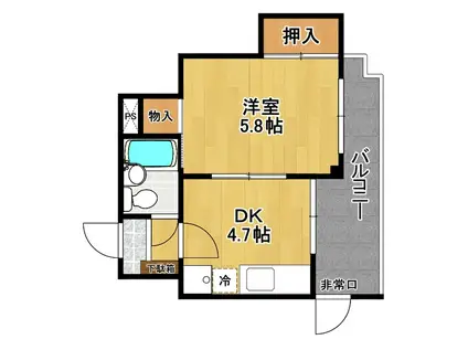 堂前レジデンス(1K/2階)の間取り写真