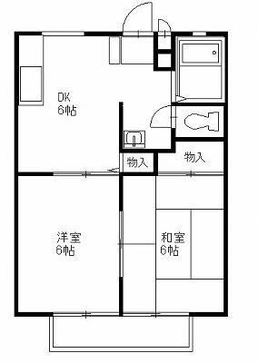 中村ハイツA(2DK/2階)の間取り写真
