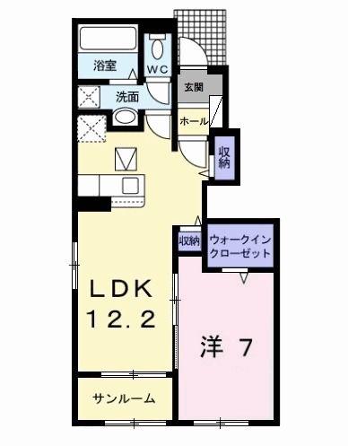 ココ セカンド(1LDK/1階)の間取り写真
