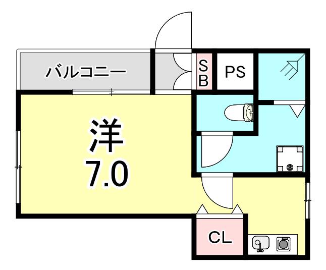 地下鉄西神・山手線 大倉山駅(兵庫) 徒歩16分 2階建 築30年(ワンルーム/1階)の間取り写真