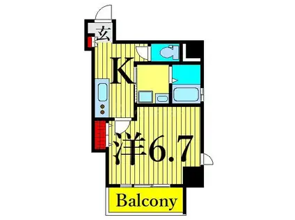 ル・プラターヌ(1K/3階)の間取り写真