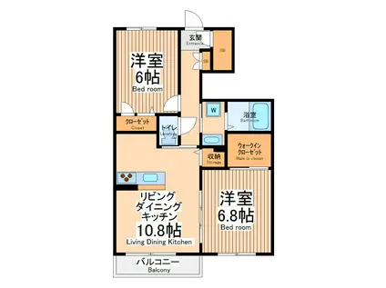 グラン セルクル(2LDK/1階)の間取り写真