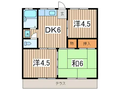 ドエル籾山II(3DK/2階)の間取り写真
