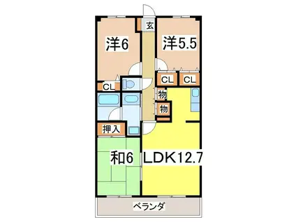 マンションベルシー(3LDK/8階)の間取り写真