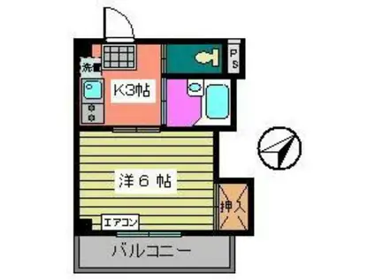 プラムハイライズII(1K/1階)の間取り写真