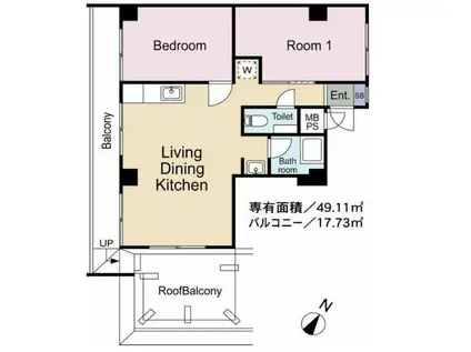 銀座永谷タウンプラザ(2LDK/10階)の間取り写真