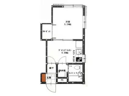 メゾンS(1DK/1階)の間取り写真