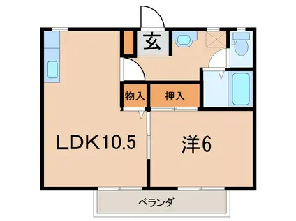 NレジデンスII(1LDK/2階)の間取り写真