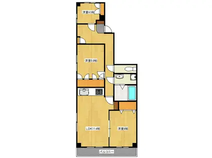 NS相模大野マンション(3LDK/6階)の間取り写真