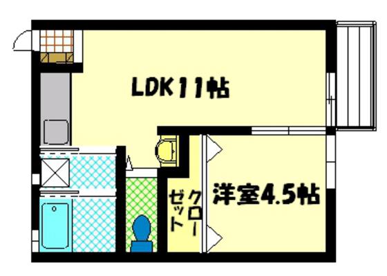 メゾン杉の原(1LDK/2階)の間取り写真