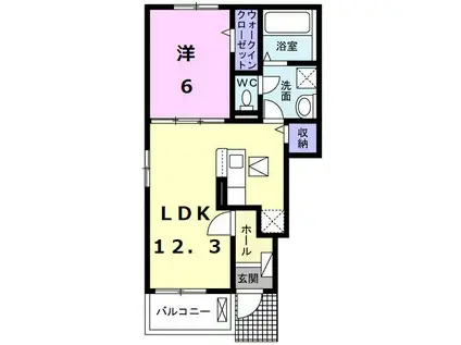 エスパインII(1LDK/1階)の間取り写真