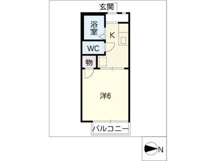 ドミトリーKITA A棟(1K/2階)の間取り写真