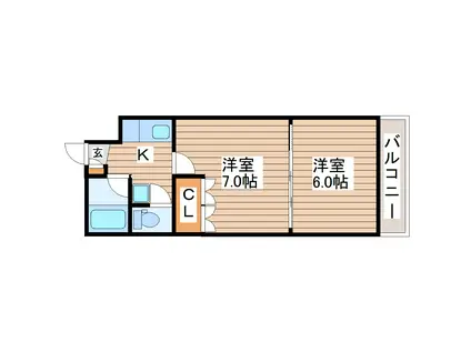イーグルハイツ錦町(2K/1階)の間取り写真