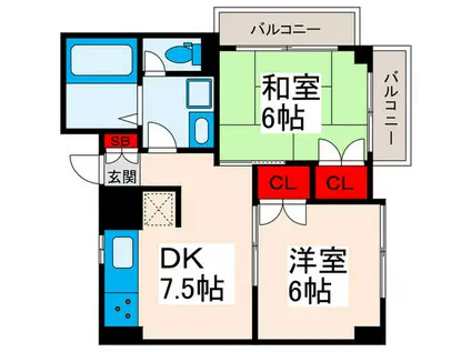 第2ムサシビル(2DK/4階)の間取り写真