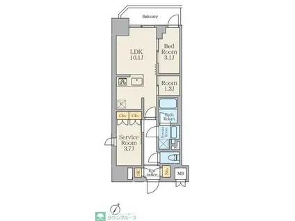ALIVIS川崎(1LDK/4階)の間取り写真