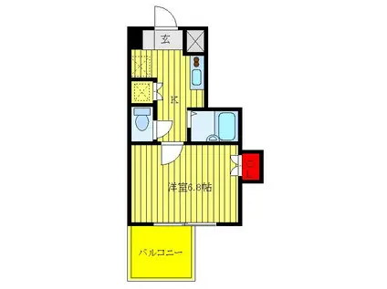 ヴィーダ033(1K/4階)の間取り写真