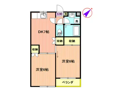 サンライフモーレアII(2DK/4階)の間取り写真