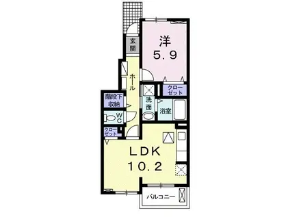 ビラ・ベスト・かつらぎII(1LDK/1階)の間取り写真