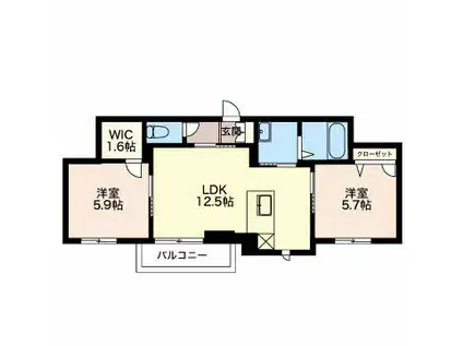 アビタシオン太子堂(2LDK/1階)の間取り写真