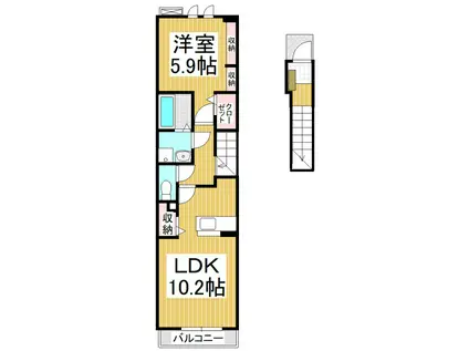 フィールフォレストII(1LDK/2階)の間取り写真