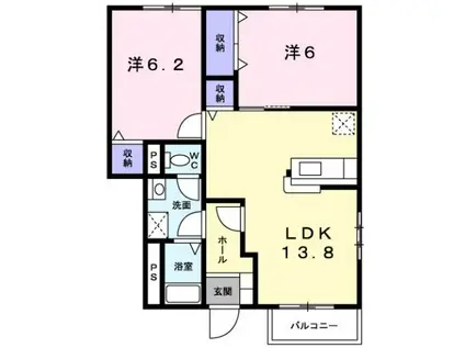 セレーノA(2LDK/1階)の間取り写真