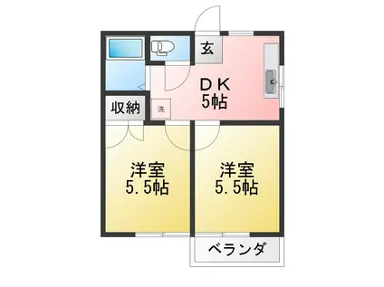 コーポ南金井(2LDK/2階)の間取り写真