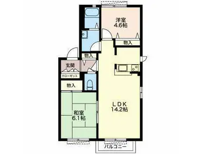 ディアス シノダ A(2LDK/2階)の間取り写真