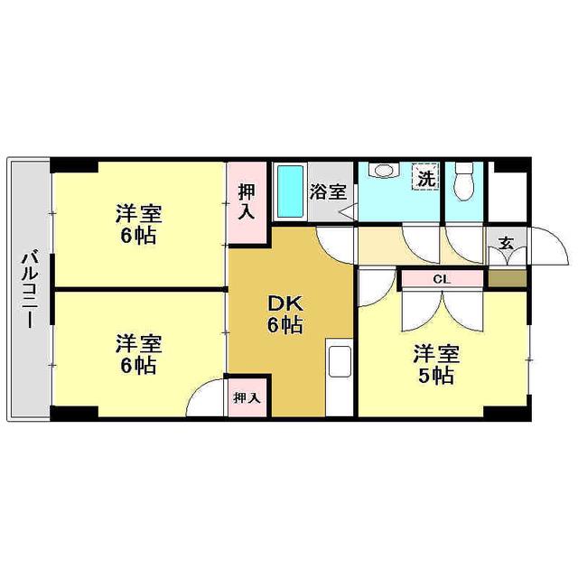 パレスハイツ萩野(3DK/2階)の間取り写真