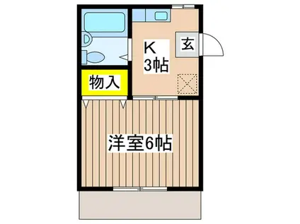 パナハイツ野田(1K/1階)の間取り写真