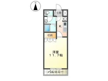 ソレイユI(1K/2階)の間取り写真