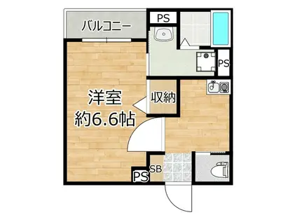 グランエクラ加島I(1K/1階)の間取り写真