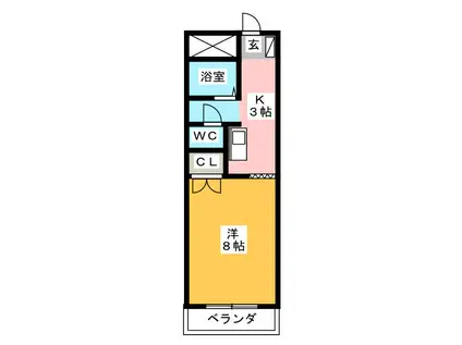 ミニヨン・レーヴ(1K/3階)の間取り写真