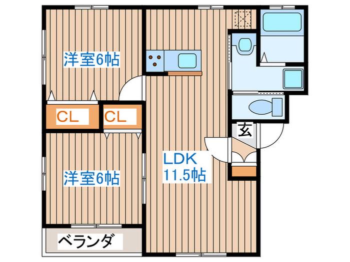 ＪＲ仙石線 苦竹駅 徒歩10分 2階建 築20年(2LDK/1階)の間取り写真