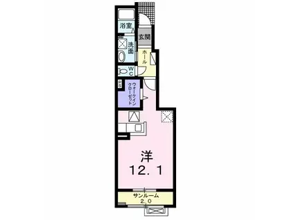 プリムローズA(ワンルーム/1階)の間取り写真