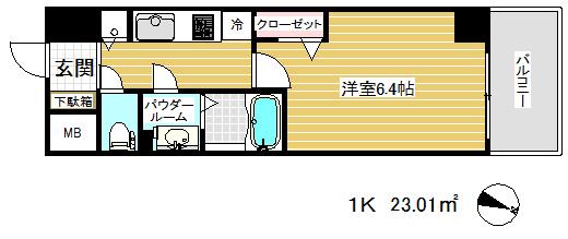 プレサンスみなと元町駅前(1K/9階)の間取り写真